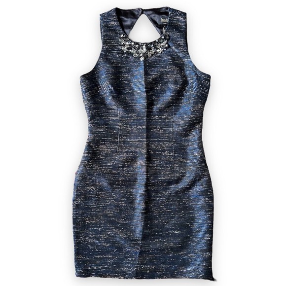 Laundry by Shelli Segal Dress 10 Midnight Blue Sparkly Rhinestone NWT Defects - Picture 9 of 12